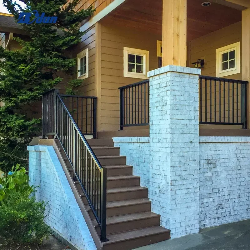 Bodun popular exterior custom wrought iron black CNC aluminum deck railings hand rail for stair