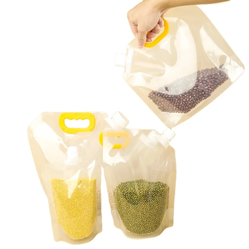 1.5L 3L 5L spout pouch foldable outdoor storage grains drink bag water plastic bag with handle