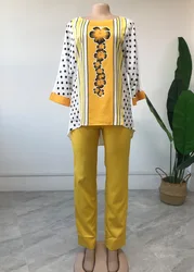 Two pieces suits print chiffon turkey clothes boubou malaysia african kaftan islamic suits