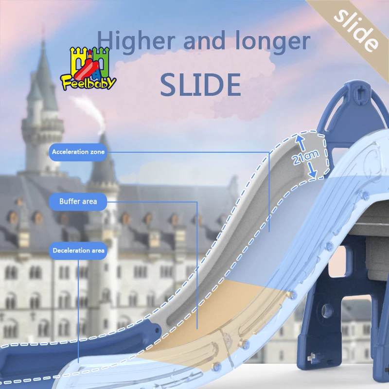 Feelbaby children indoor playground kids plastic slide single