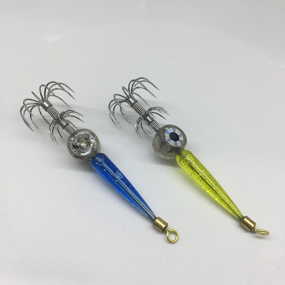 NEW LED Lighted Water Activated Squid Umbrella hooks for Saltwater Sea Fishing Octopus Squid