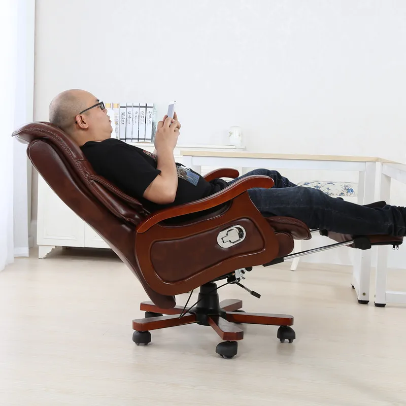 Boss Office Massage Chair Ergonomic Cowhide Chair With 7-Point Massage and Footrest