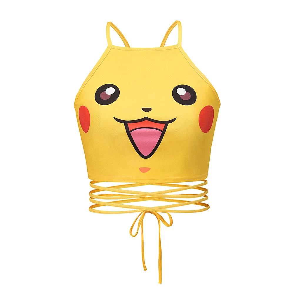 Bare Navel Lingerie Halter Sexy Bandage Camisole Girl Anime Cartoon Tank Top