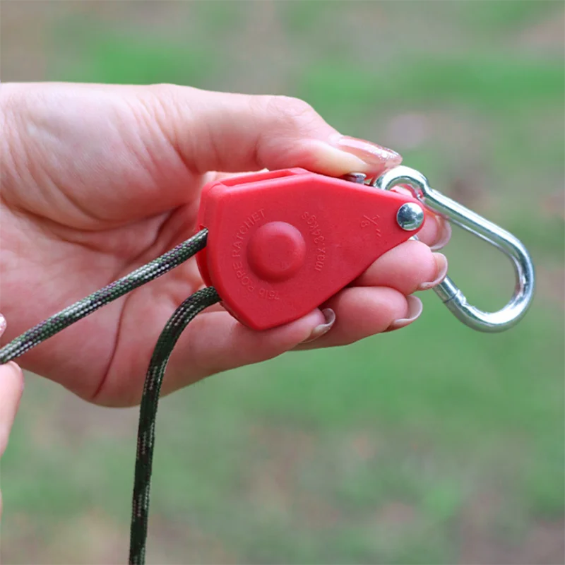 Outdoor Camping Rope Adjustable Hanger Pulley Reflector Rope Ratchet Tie Down With Carabiner