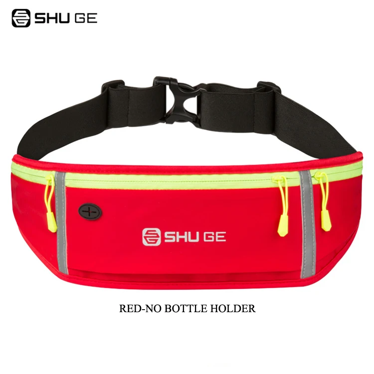 Nylon fabric waterproof Multi Pocket running waist bag sports fitness bag with headphone hole for wired headphones