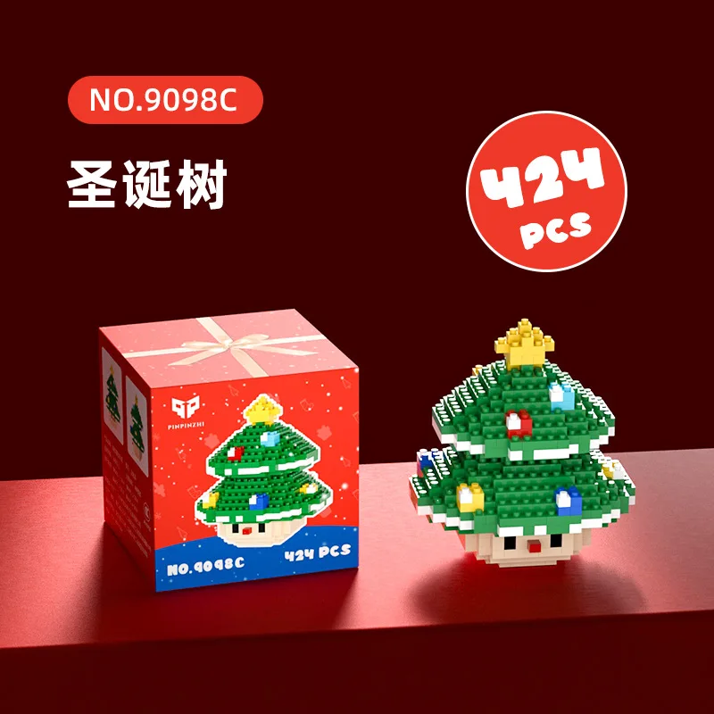 Christmas Series Micro Particle Building Blocks Cartoon Santa Claus Gift Christmas Eve Building Blocks