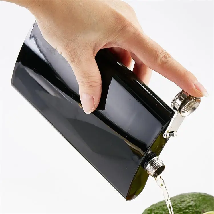 Wholesale Good Price Personalised Black Color Powder Coated Stainless Steel 10oz Hip Flask for Travel