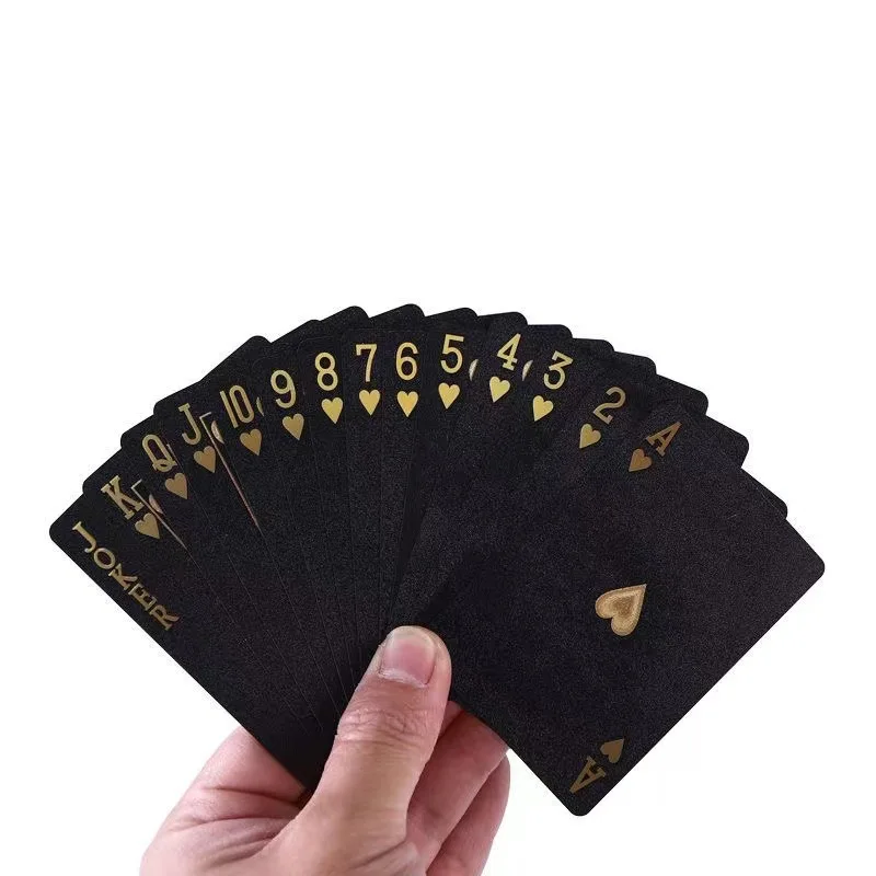 Wholesale Black Gold Playing Cards Durable Waterproof Gold Foil High-Grade Playing Cards for Party PVC Playing Cards