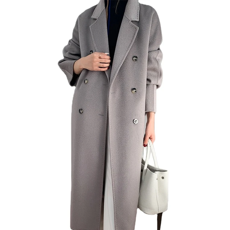 The newest luxury women customized long clothes ladies fashion winter cashmere wool trench coat
