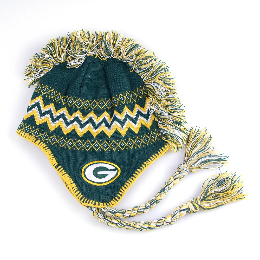 Cockscomb Jacquard Knitted Beanie Hat With Embroidered Logo