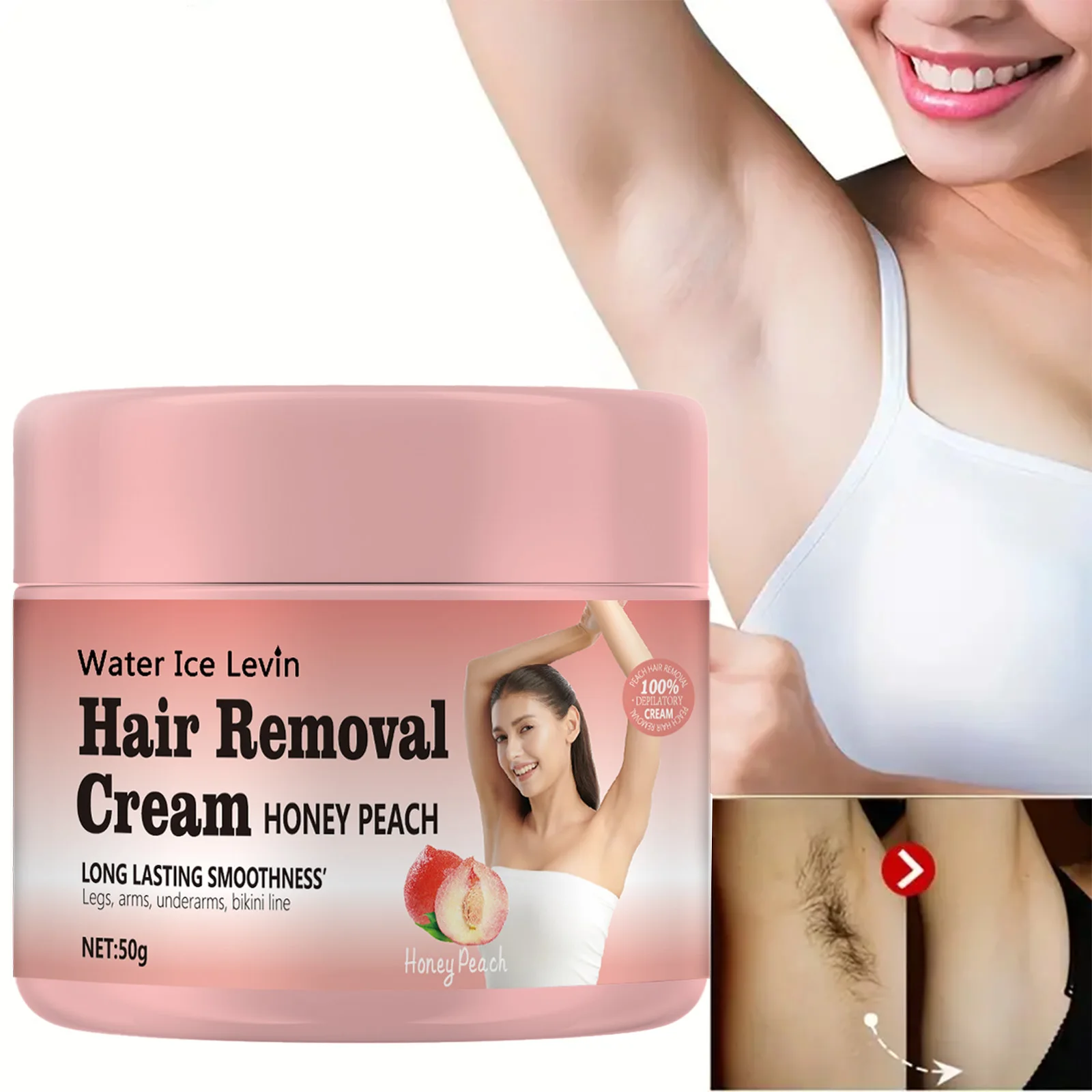 Peach Hair Removal Cream Advanced Cleaning and Skincare Smooth Skin Suitable for Both Men and Women