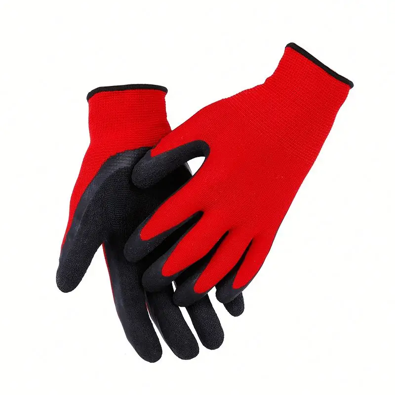 13 Gauge Latex Wrinkled Coated Safety Work Hand Protection Gloves for Gardening Household Construction