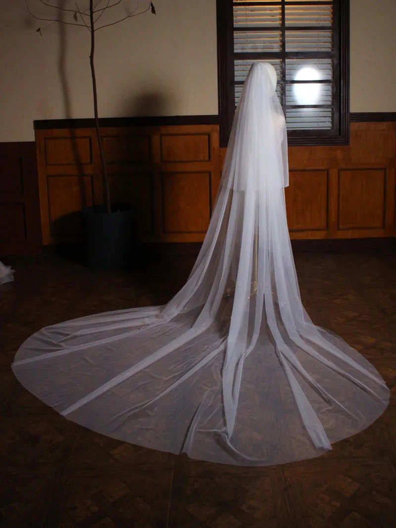 SLBRIDAL 2 Layers Ivory Simple  Cathedral Bridal Veils With Combs Wedding Veils Wedding Wear Accessories For Bride Marriage