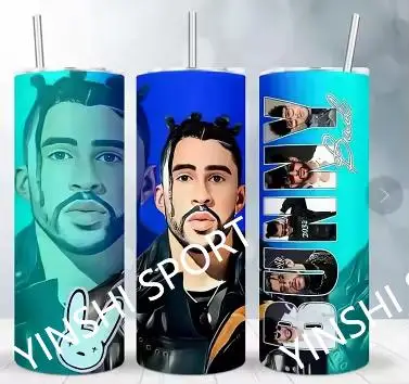 Bad Bunny 20oz Sublimation Straight Stainless Steel Custom Printed Un Verano Sin Ti Bad Bunny Tumbler Cups With Straw