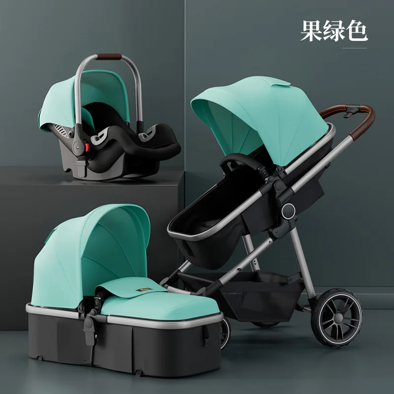 Multi-functional baby stroller high landscape light can sit and lie foldable shock-absorbing two-way newborn child basket stroll