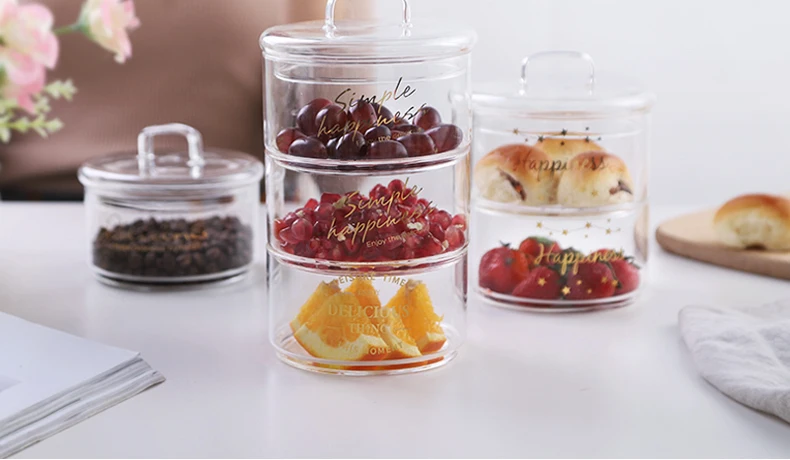 Storage Container Jar Clear Borosilicate Stackable Stack Glass Jar