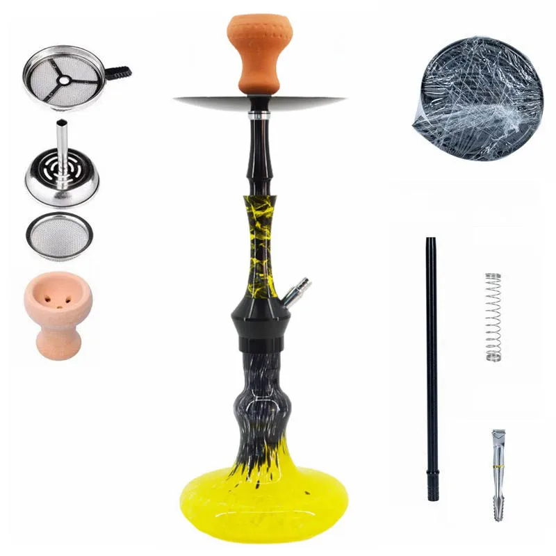 Hot Sale Custom Popular Aluminium Shisa Glass Bottle One Pipe Hookah  Shisha Suit for Night Clup Smoking