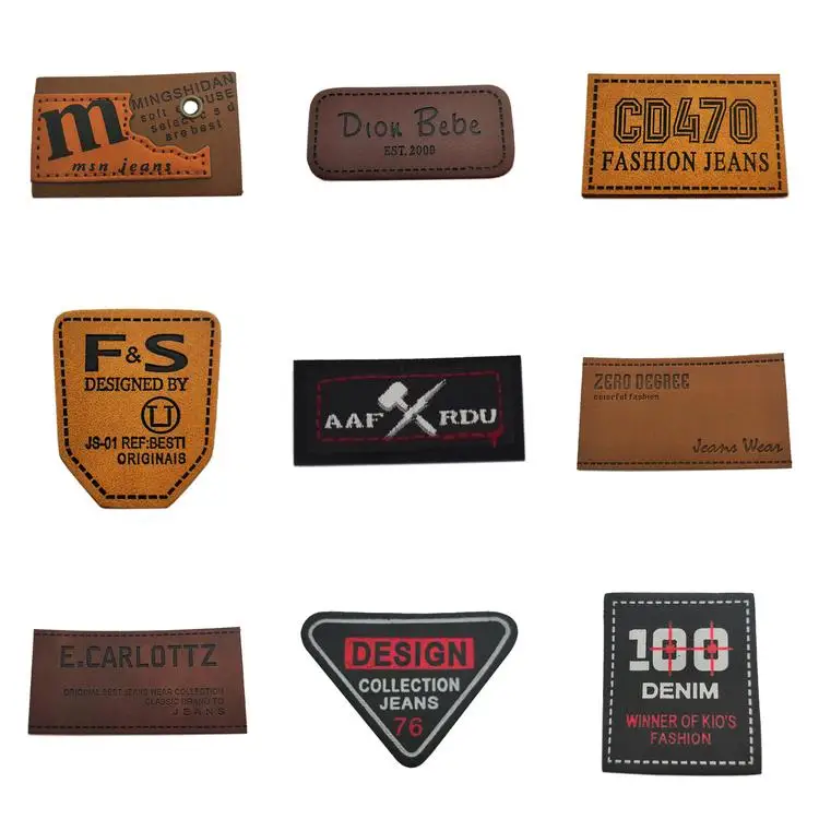 Heat treatment process label clothes accessories debossed logo fake leather patch