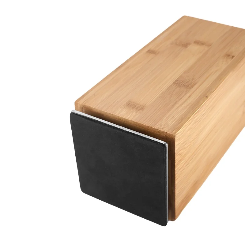 Black 4 sides Magnetic Knife Block 360 Rotatable Wooden Knife Holder