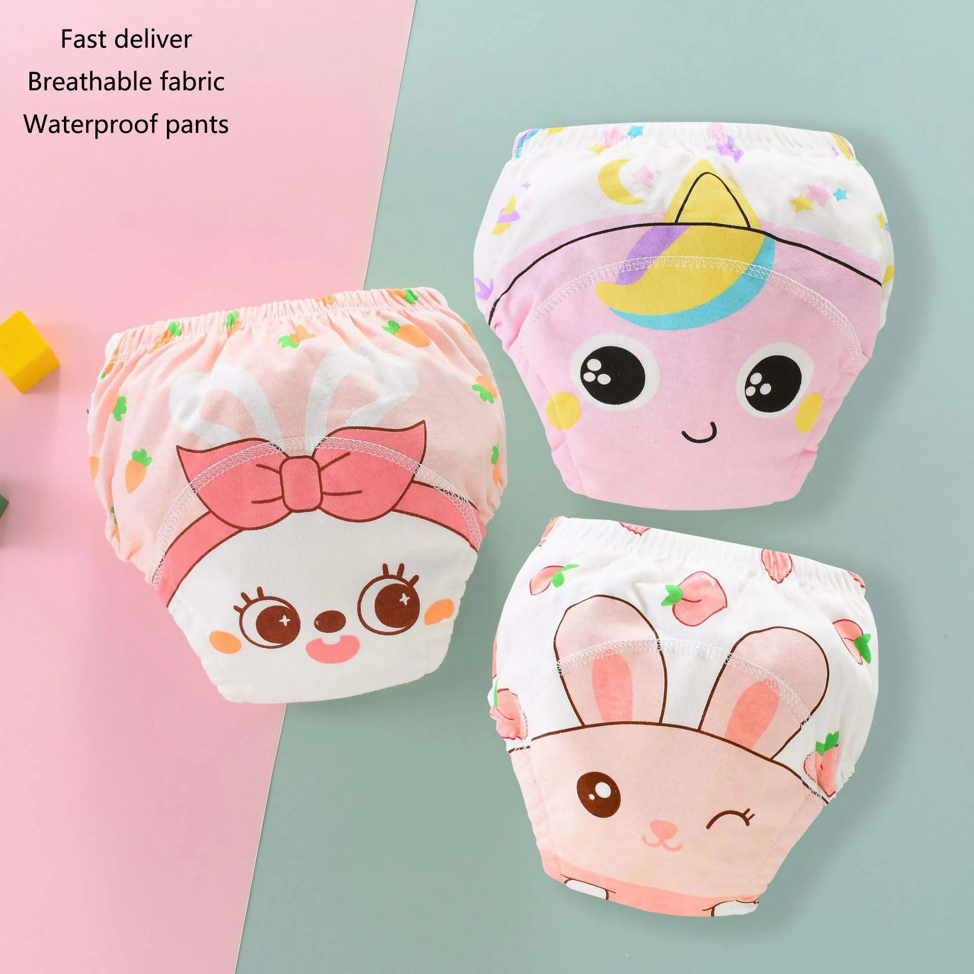 Multiply Absorbent Fabric Baby Potty Training Pant Cartoon Pattern Printed Elastic Waistline Underwear For Baby