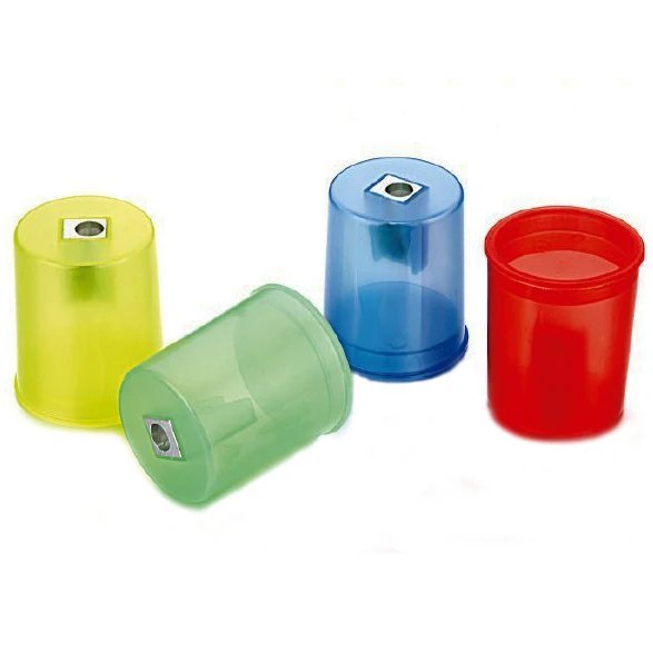Cylinder Circular Column with Container  School Single Plastic Desktop Big 1 Hole Pencil Sharpener