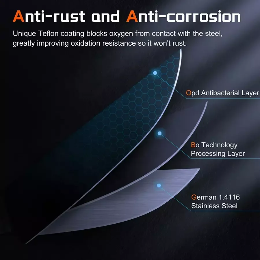 High quality stainless steel hollow handle kitchen knives chef knife set black kitchen knife set with wooden block