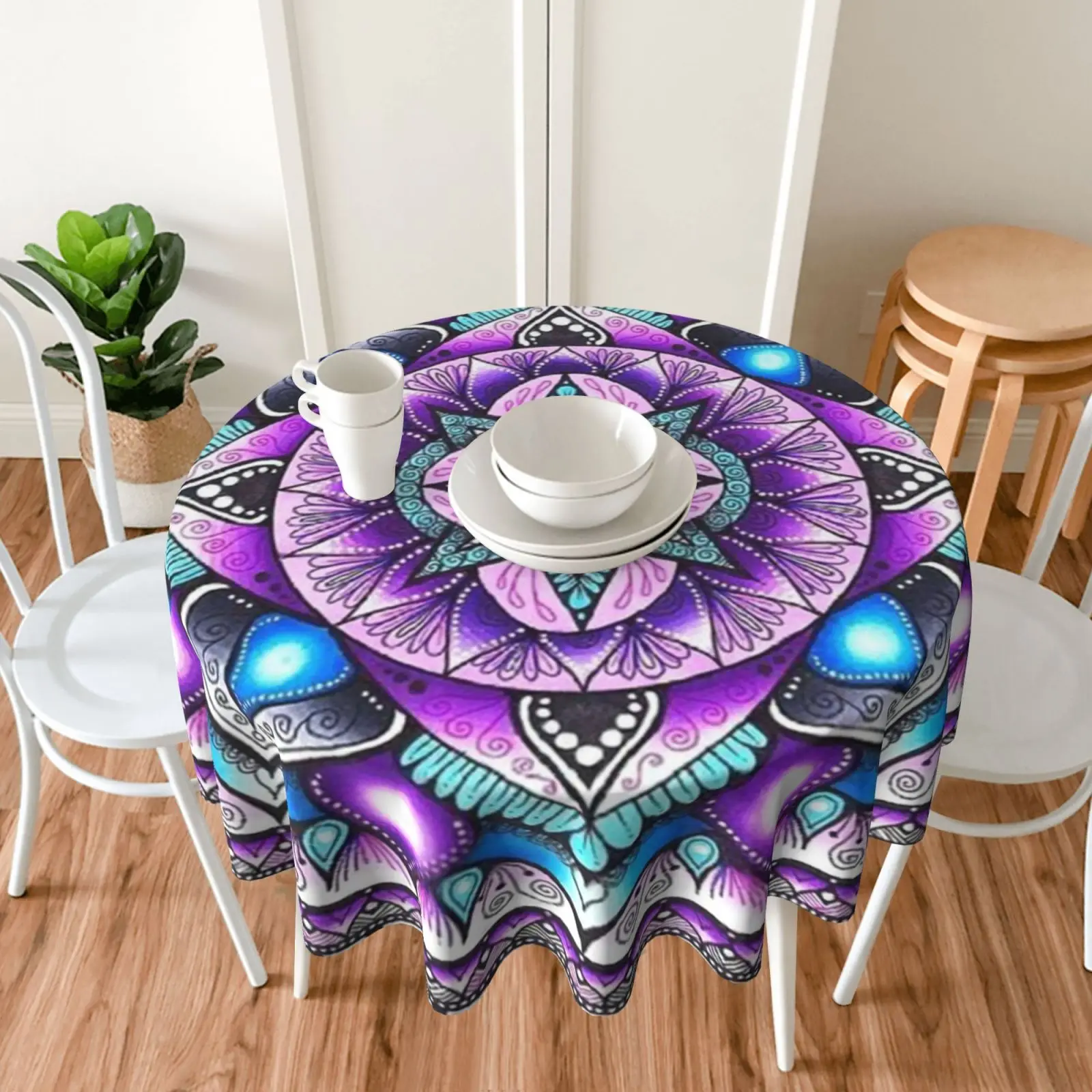 Custom printing round tablecloths decorative jacquard polyester durable high quality home sequin tablecloth