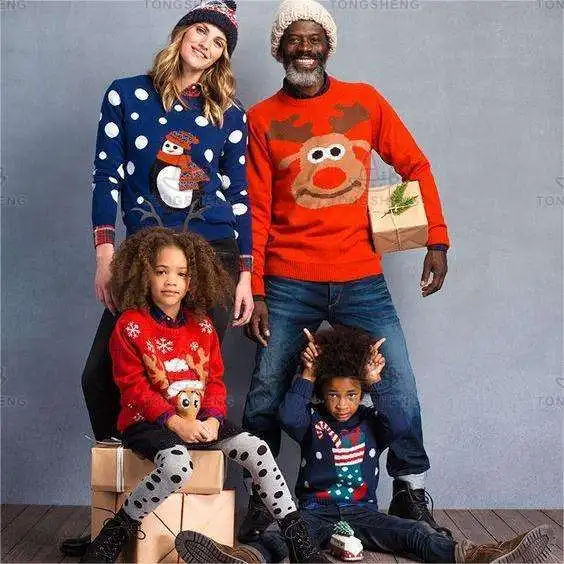 2024 Supplier Couple Matching Christmas Jumper Ugly Pullover Unisex Glitter Lights Funny Reindeer Holiday Christmas Sweater