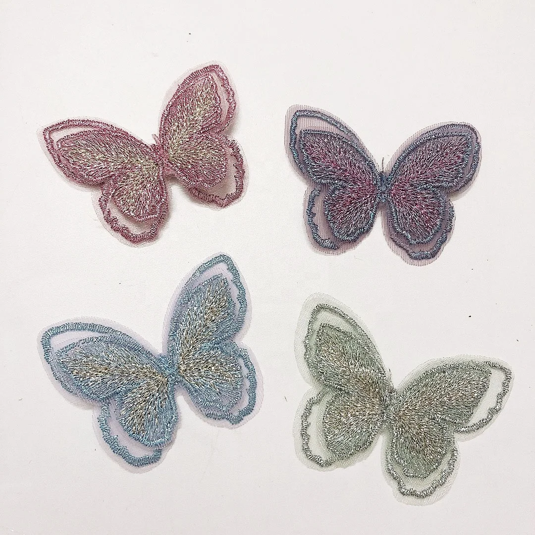 Multi colors children dress 3d embroidered butterfly lace applique LT2662A