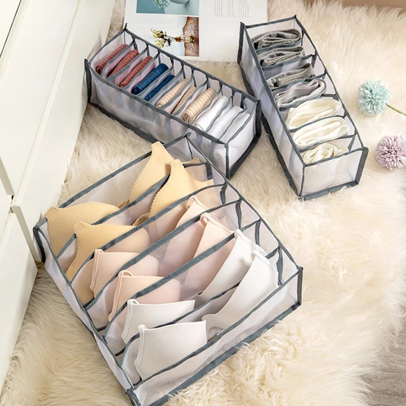 Jeans Net storage box houseware closet underwear organizer drawer divider box collapsible Holder pants T shirt storage bag