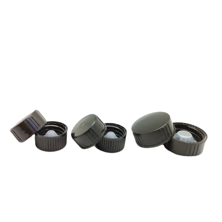 Black Boston Bottle Plastic Cap 20mm Phenolic Bakelite Lid Polycone Caps for Essential Oil Bottle