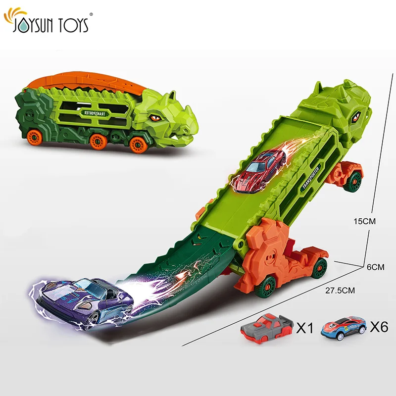 Vehicle Dinosaur Truck Toys car Storage Dinosaur with 6 PCS mini Model Car Dinosaur Truck Toys For Kids Boy