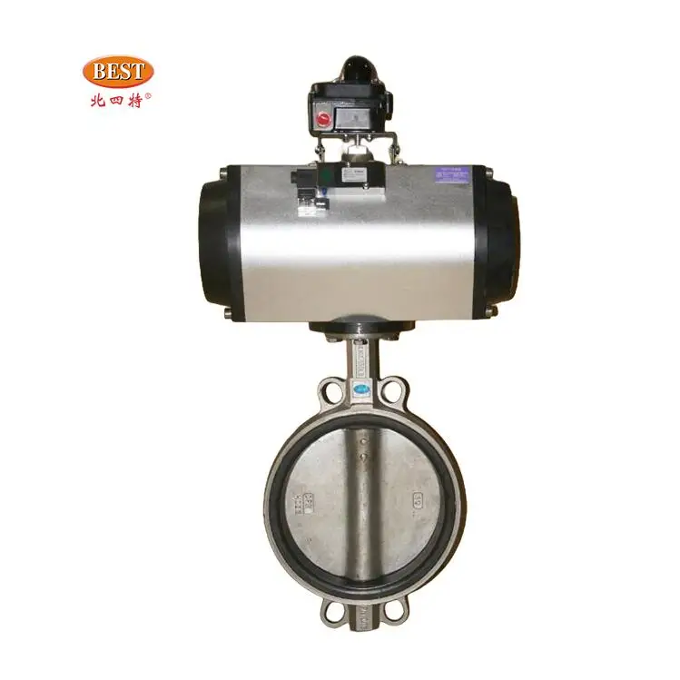 Valve wholesale Q810 Cast Iron Carbon steel Stainless Steel wafer flange 150mm butterfly valve for pneumatic control actuator