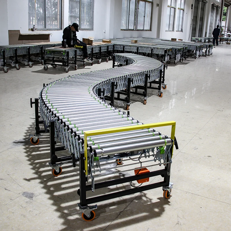 LIANGZO Expanding Motor Powered Flexible Roller Conveyor Used for Automated Distribution Centers