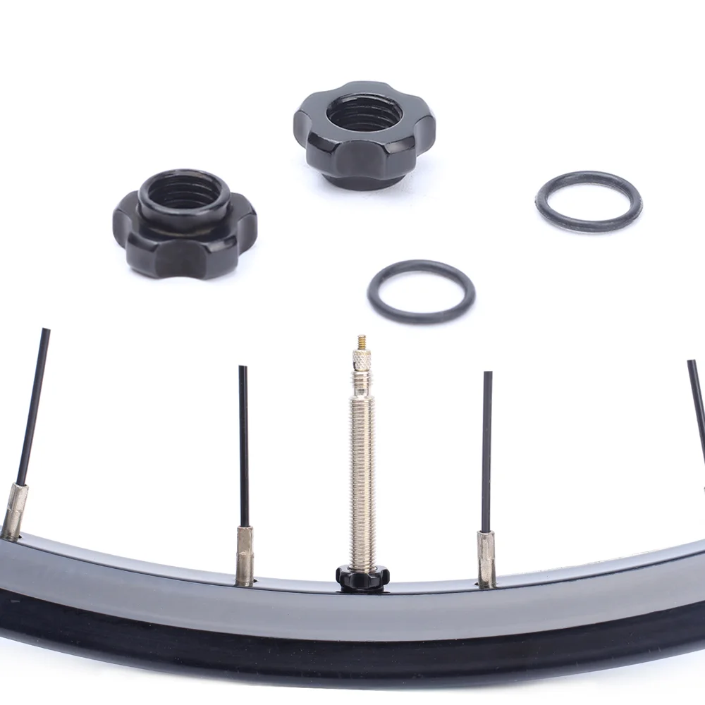 Bike Rim Conversion Nuts Ring Bicycle Presta Schrader Valve Wheel Converter Gas Nozzle Conversion Rubber Stopper w/ Wrench