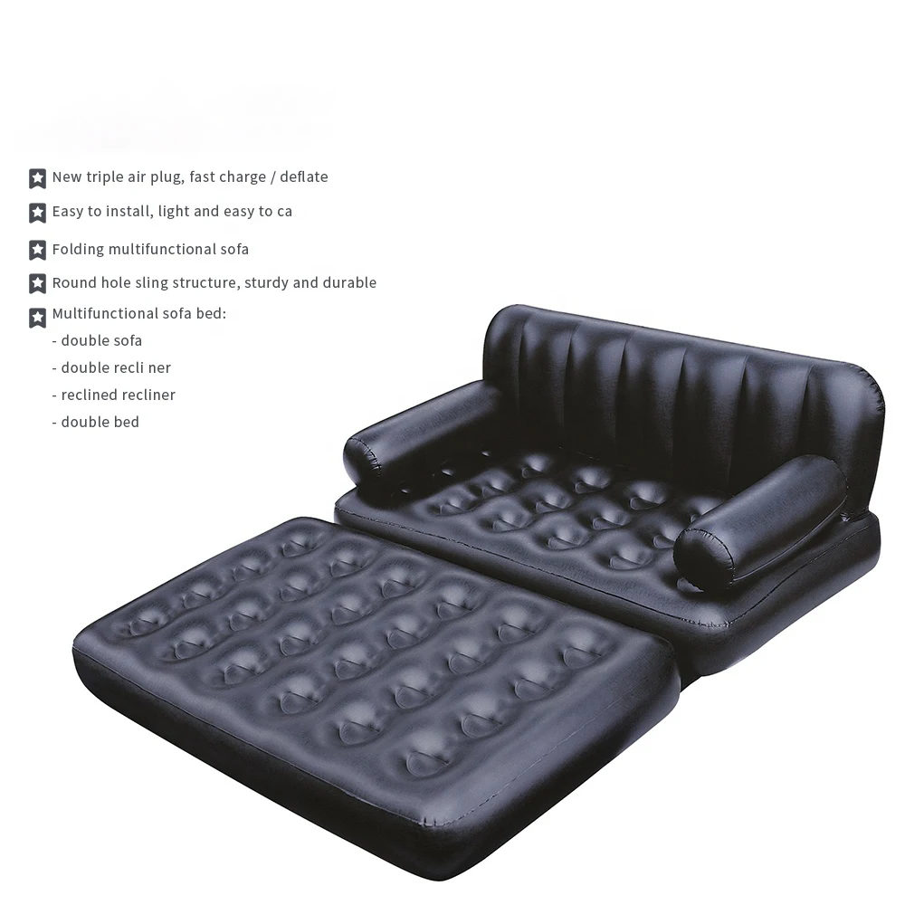 Best Selling Synthetic Leather Look Mattres 74' x 60' x 25' Multi-function 2 in 1 Inflatable Air Sofa Cum Bed