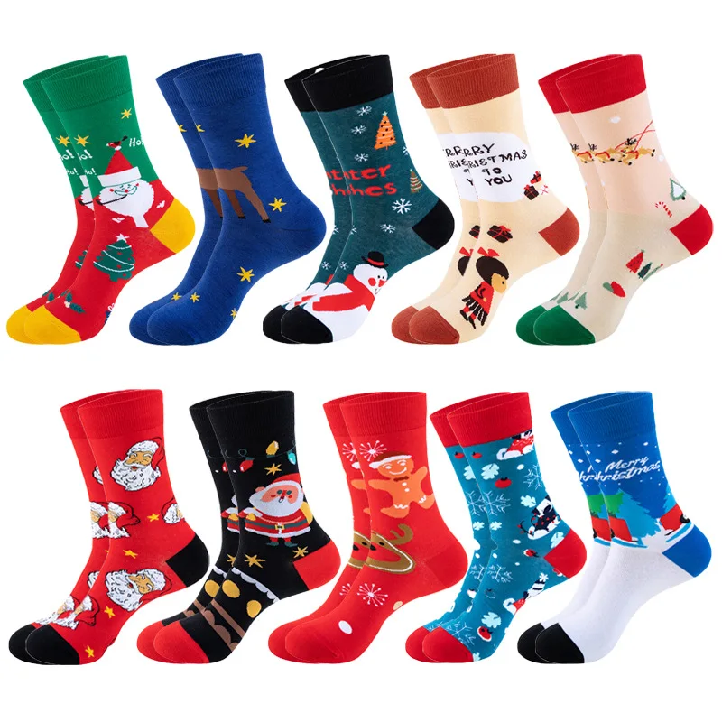 Christmas Socks New Custom Design Fashion Santa Xmas Christmas Colorful Women Men Socks custom christmas gift surprise socks