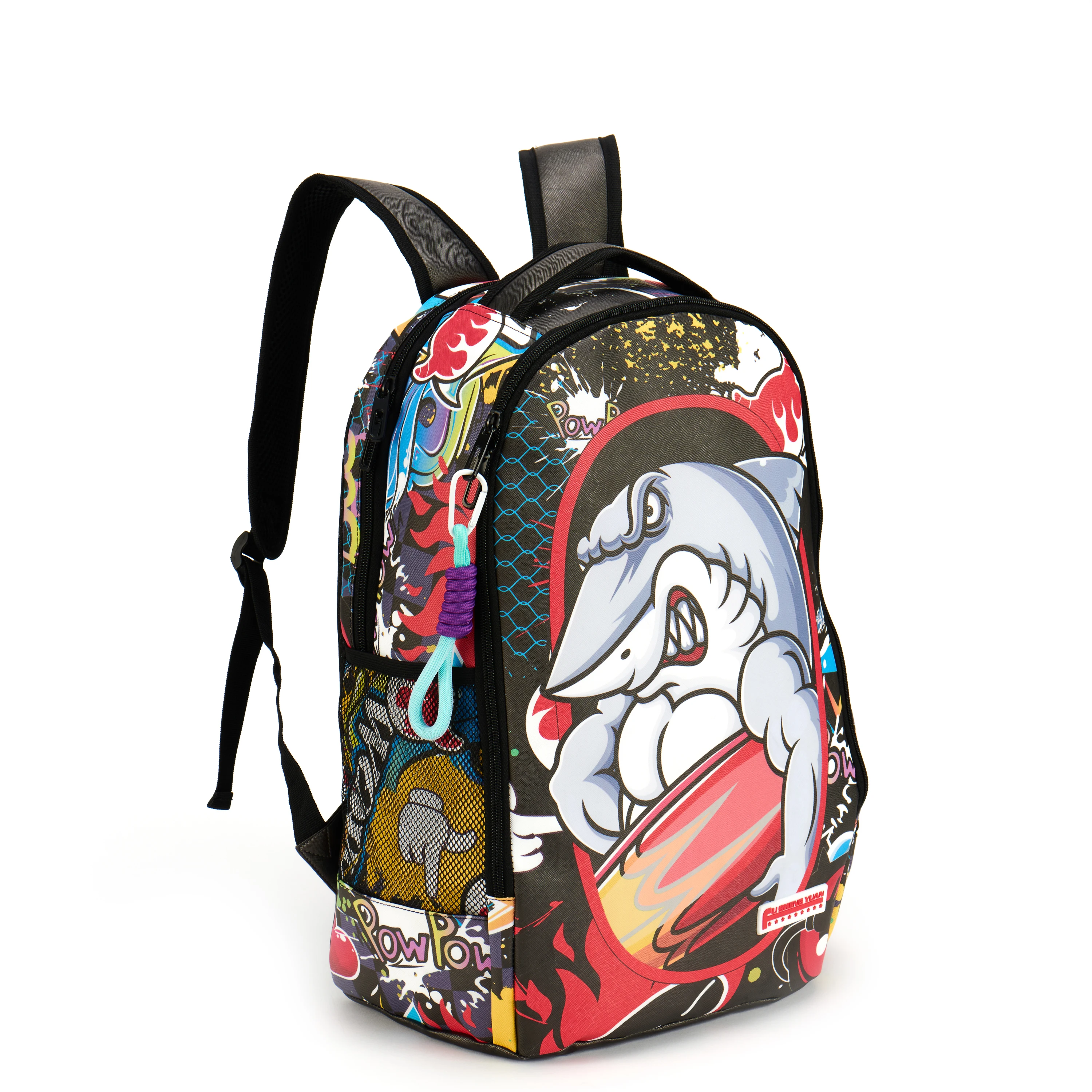 FSY Street Fashion Print Student Backpack for High School Trendy Cartoon Anime Design for Boys and Girls lightweight
