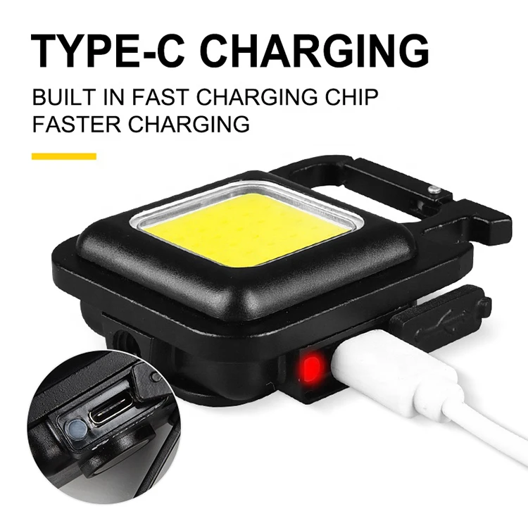 COB Small Flashlights with Folding Bracket Bottle Opener and Magnet Base Aluminum Rechargeable Keychain Mini Flashlight