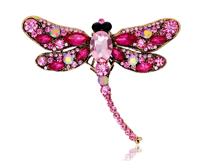 DAE140 Fashion Dragonfly Brooches Rhinestones Brooch Pin Vintage Brooch for Women