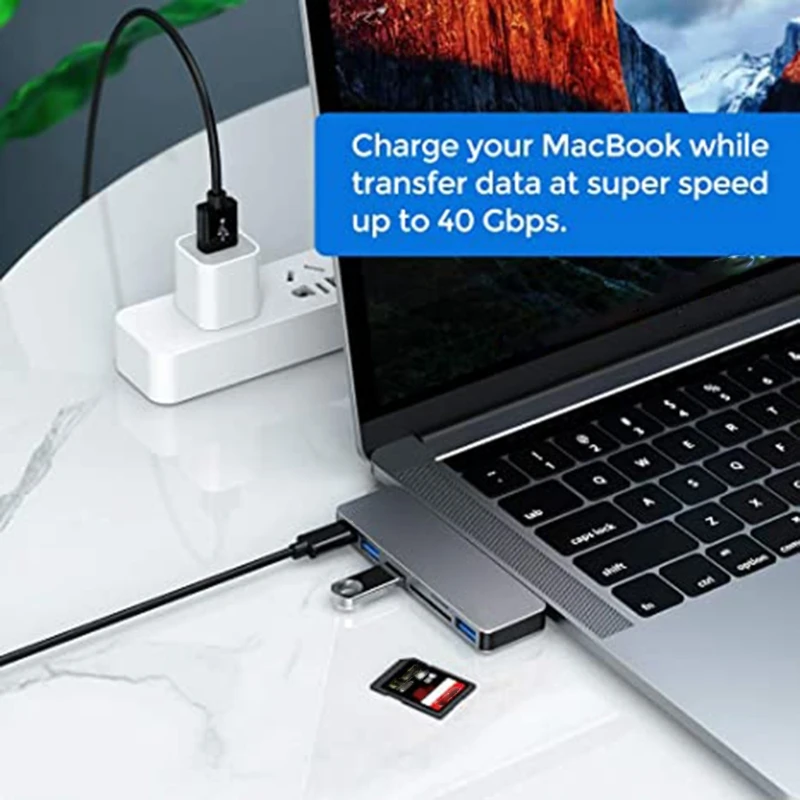USB C Hub, Power Expand+ 6-in-1 USB C Hub Adapter 5Gbps Data Ports for Macbook Pro 2020 13 15 MacBook Air 2018 2019