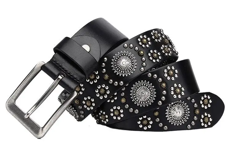 New Style Personalized Studded Belt Studs Decorative Belt Punk Style Hand-Decorated Belt Full Grain Leather