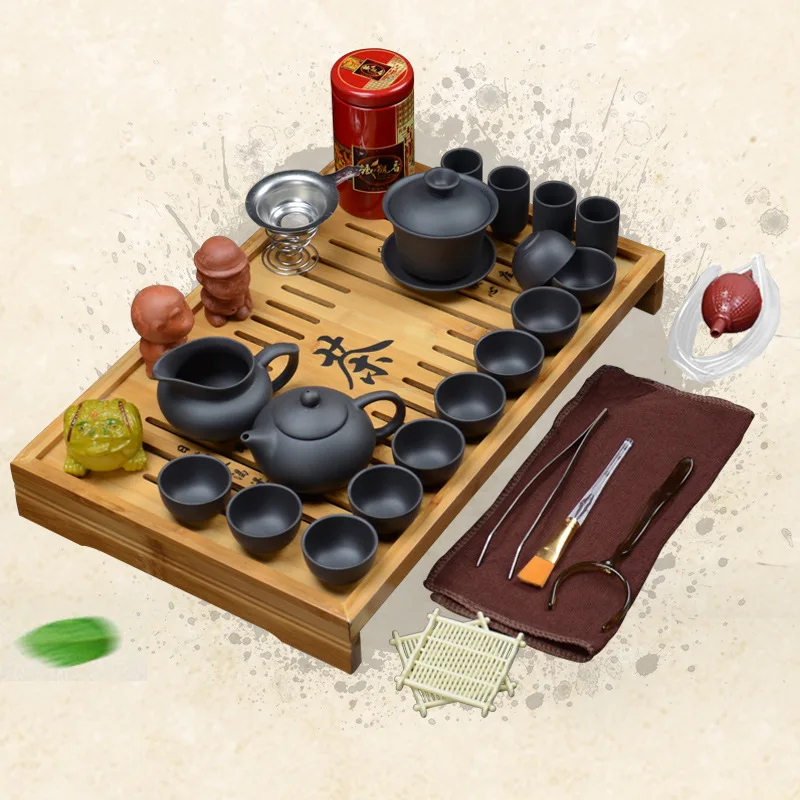 Chinese traditional Kung fu Tea sets with Tray Yixing zisha purple clay Gongfu Tea sets