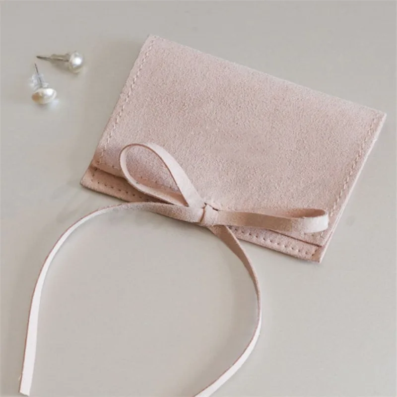 Fashion Button Flat Packaging Jewelry Pouch Small Blue Pink Pocket Envelope Velvet Jewelry Bag