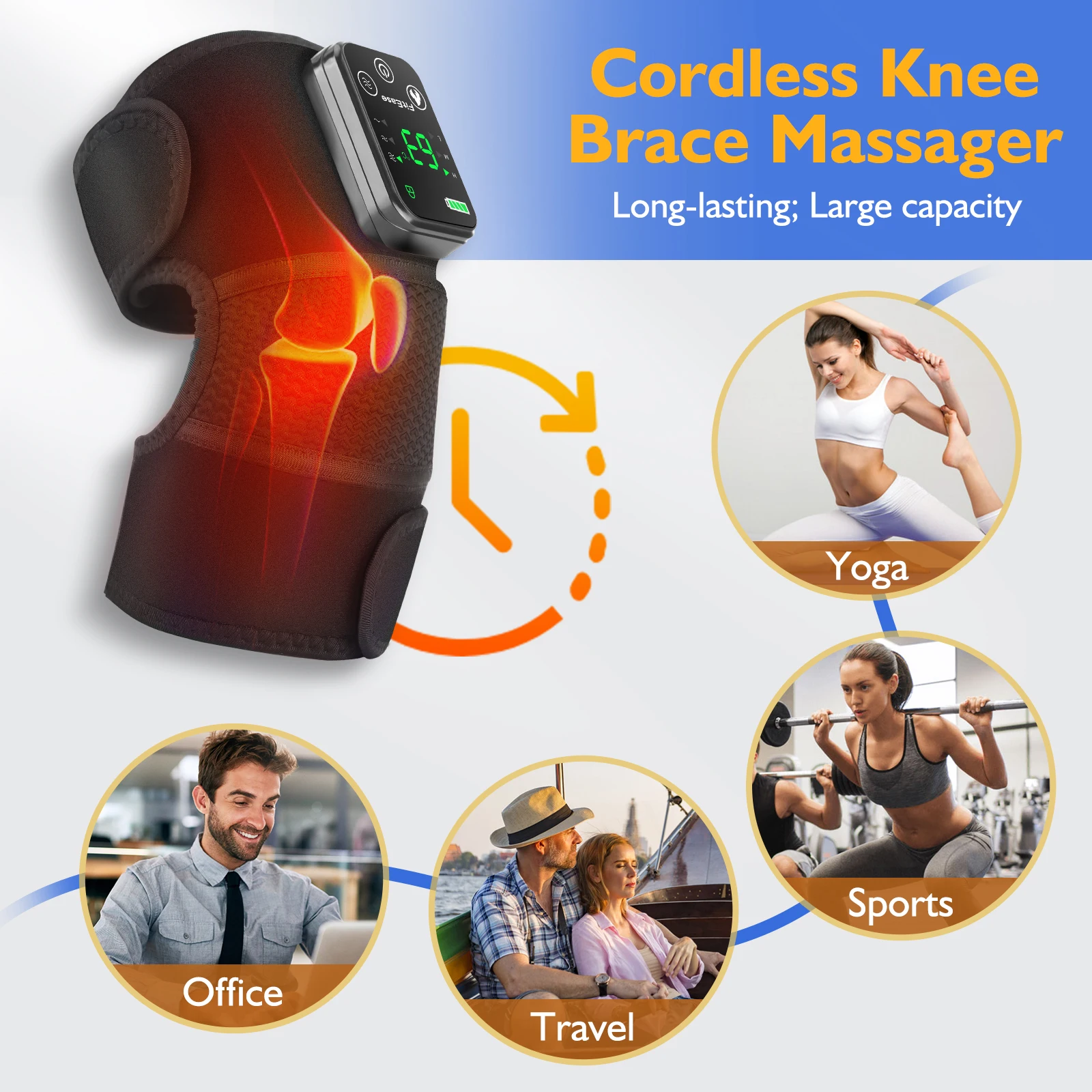 3 in 1 Shoulder Elbow Knee Pads Wireless Electric Heating Vibration Massager for Arthritis Pain Relief
