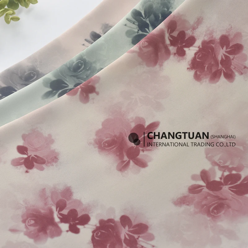 New Arrival Floral Fabric Satin Polyester Silk Printed Fabric For Women Dress