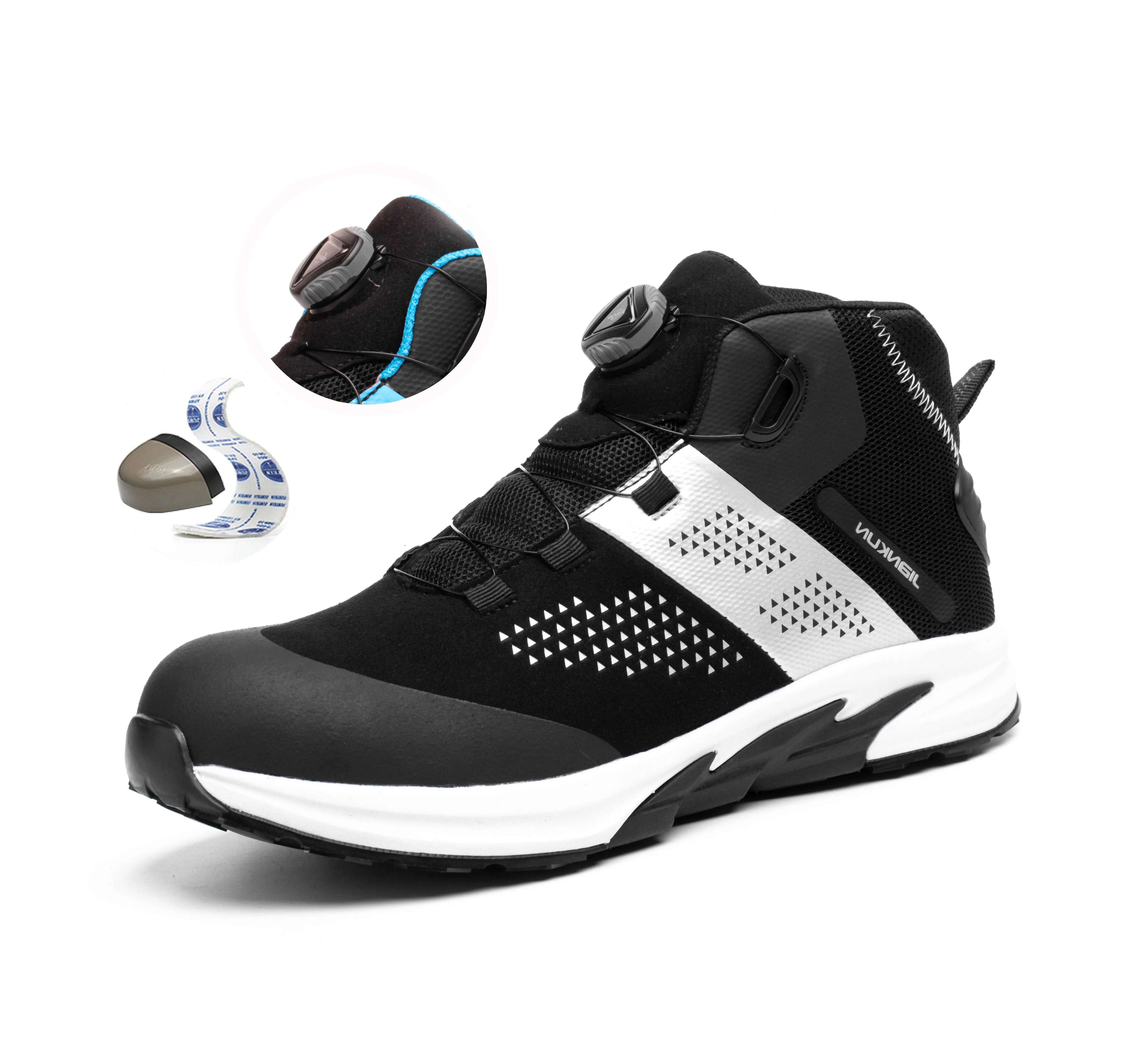 JIANKUN all black work shoes men   Boots Breathable Lightweight Steel Toe with Anti-Puncture CE Certified  for Spring