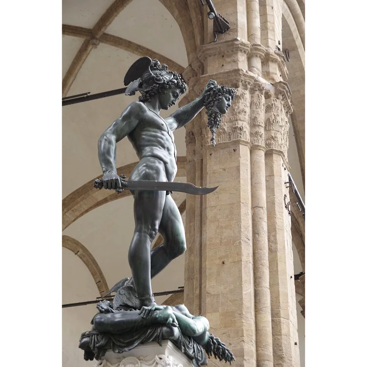 Ancient roman warrior with shield and spear gladiator bronze statue for sale