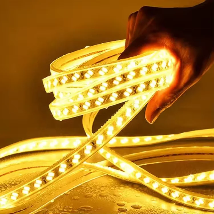 AC 110V 220V SMD 2835 High Bright Flexible LED Light Ribbon Warm Cool White IP67 Waterproof LED Tape for Landscape Decoration