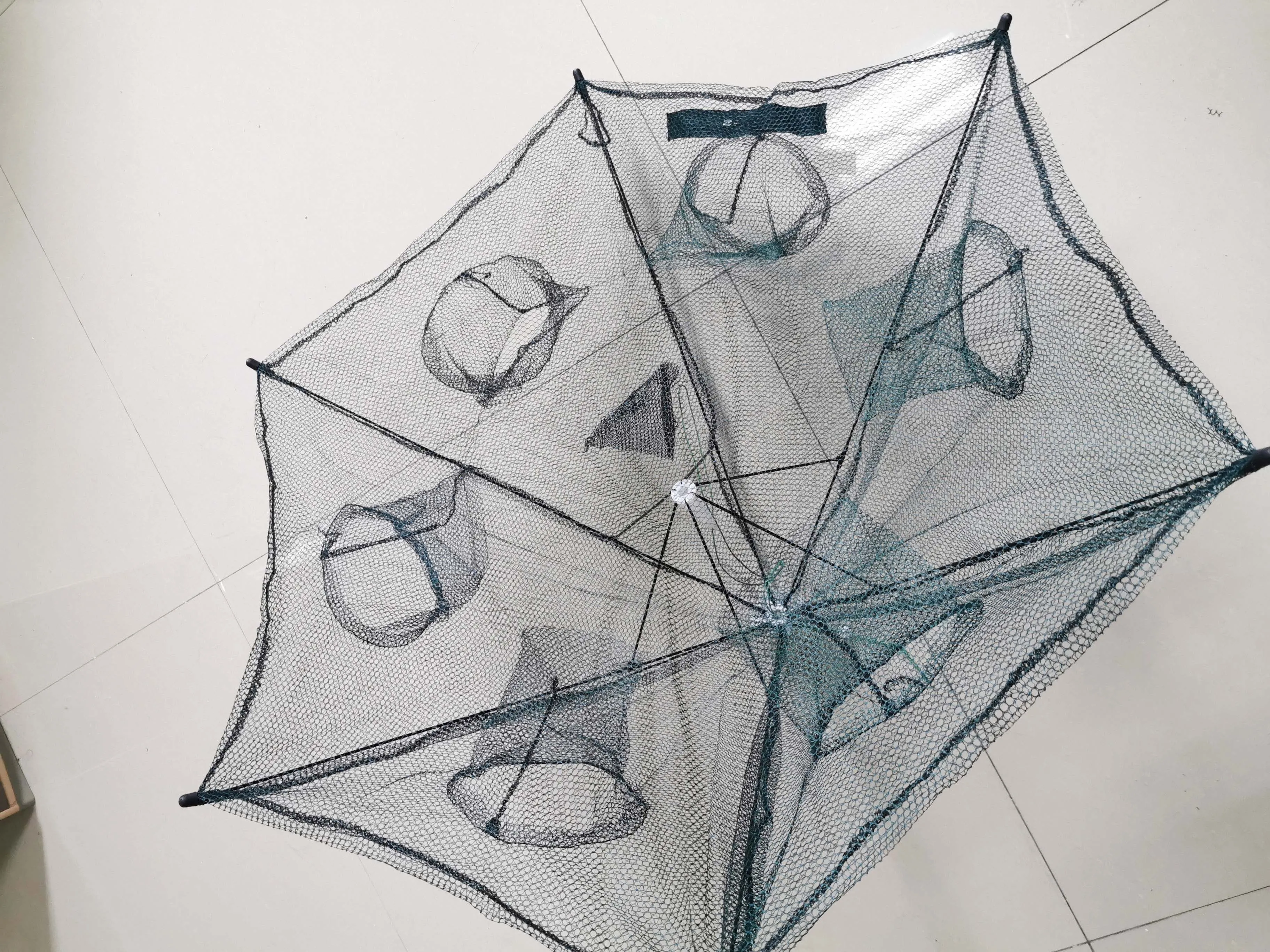 Folded Portable Hexagon 6 Hole Automatic Fishing Shrimp Trap